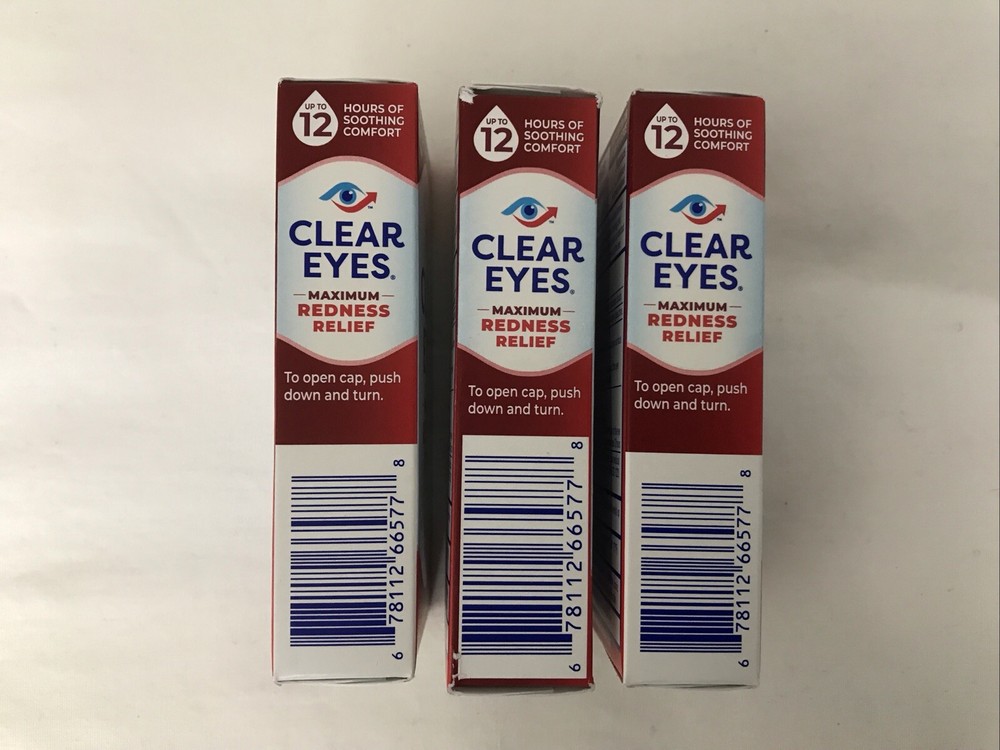 Clear Eyes, Maximum Redness Relief Eye Drops, 0.5 Fl. Oz. (4 Boxes )EXP. 06/2027