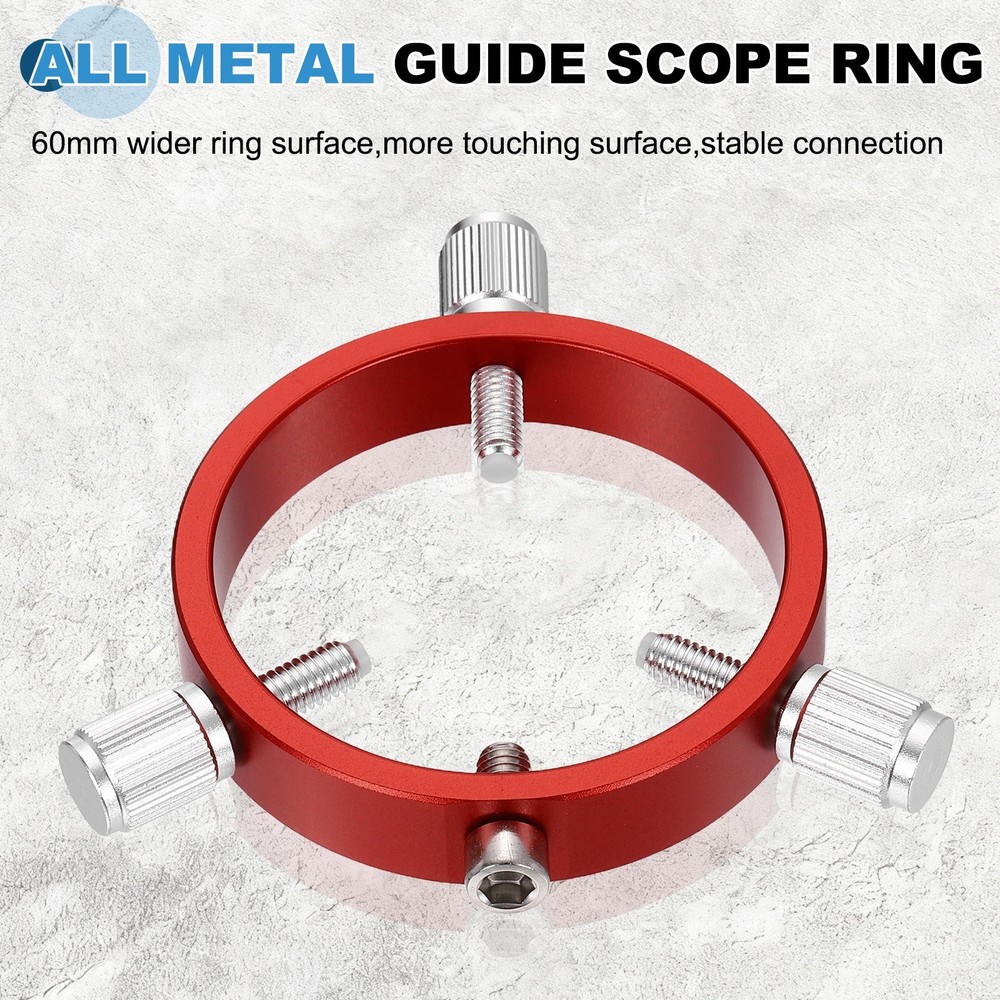 60mmD Adjustable Guiding Scope Rings, 2pcs Metal Guide Scope Rings, Red