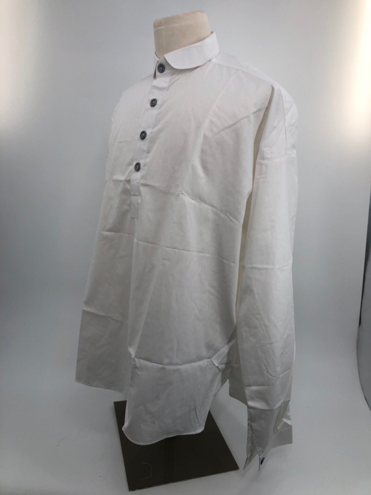 White Cotton Shirt - Four Metal Button Closure Size Large