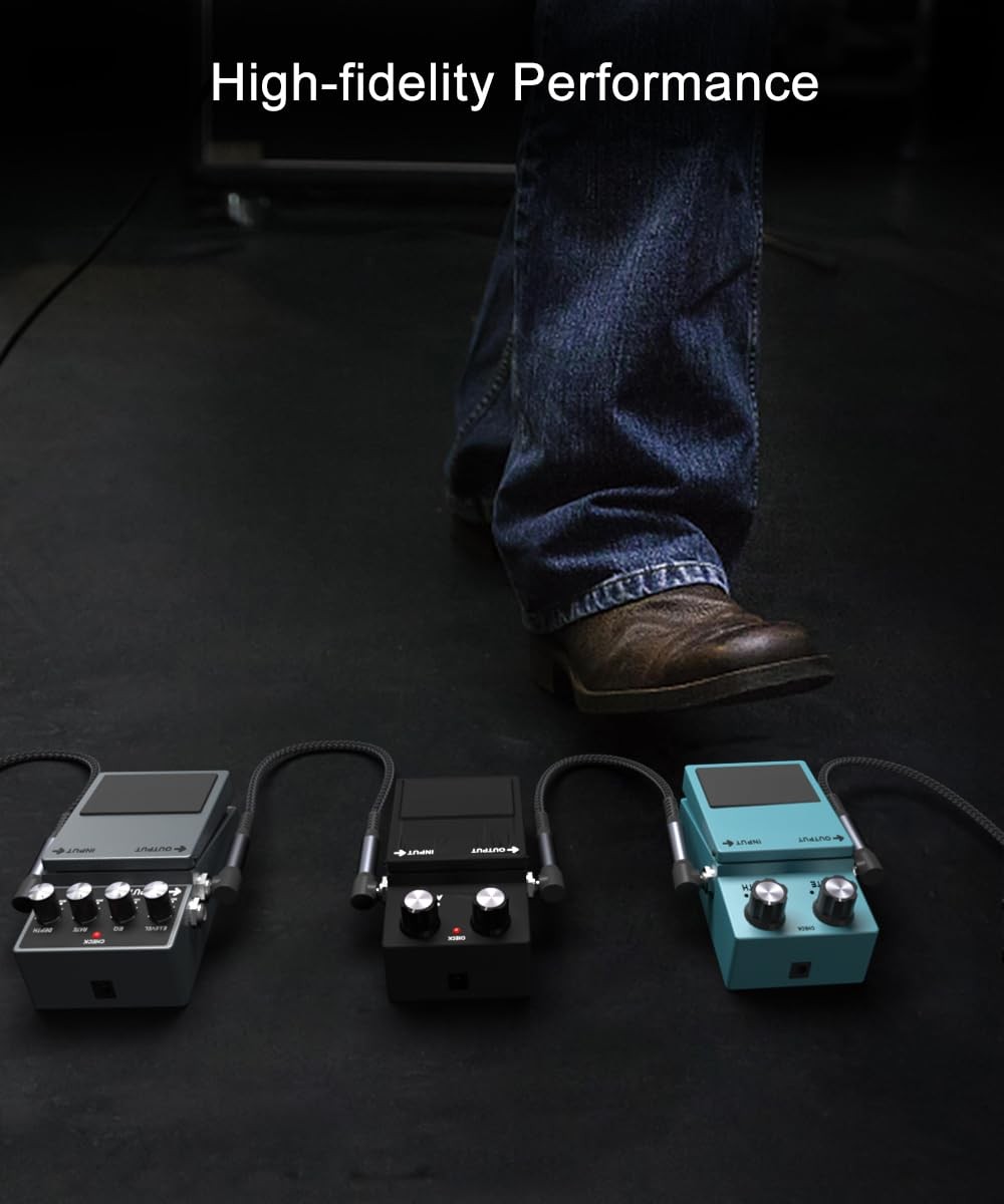 Ruxely Guitar Patch Cables 6-Inch 3-Pack,6.35MM Effects Pedal Board Cord,Nylo...