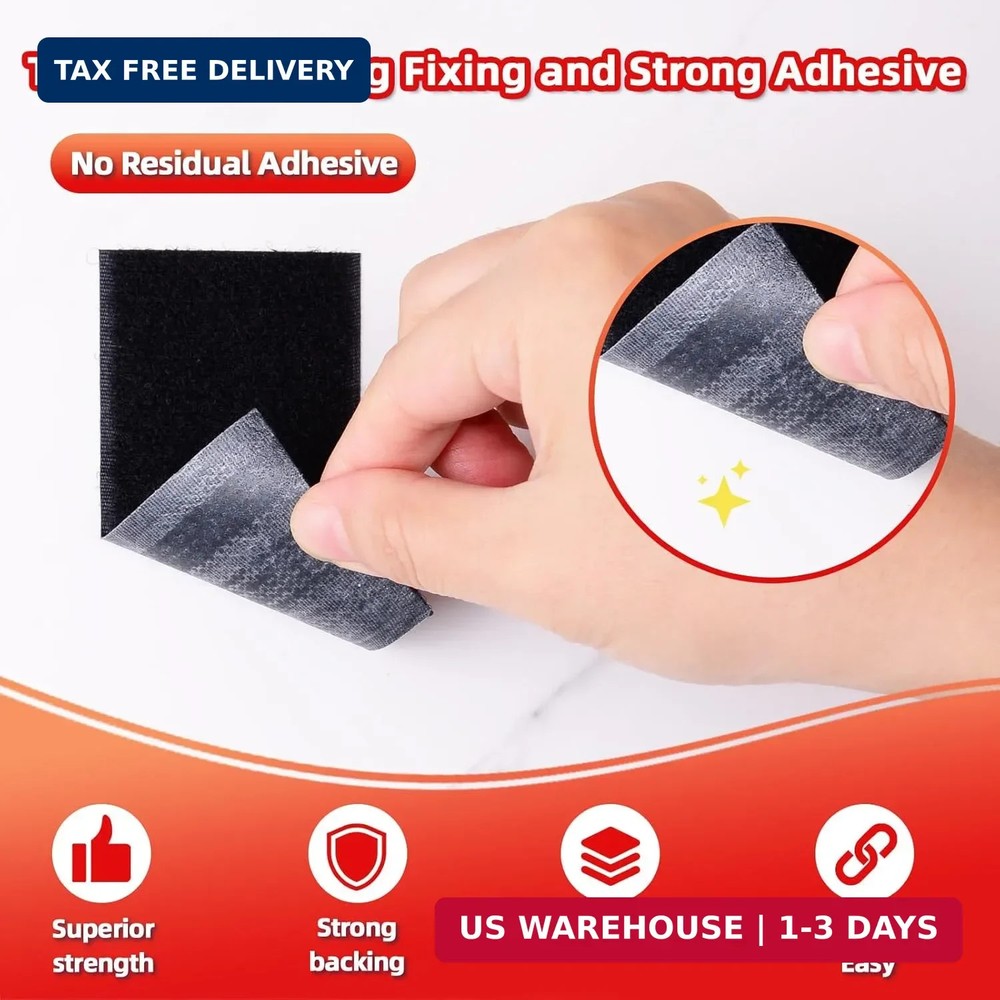Hook and Loop Tape (1in×4in), Heavy Duty Adhesion Strip, Slef Adhesive Interlock