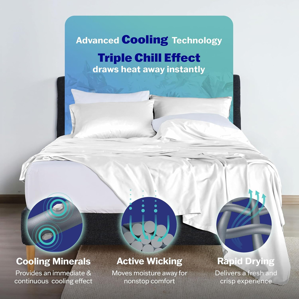Brrr° Cooling Sheet Set – 300 Thread Count Soft Cotton Blend with Triple Chill E