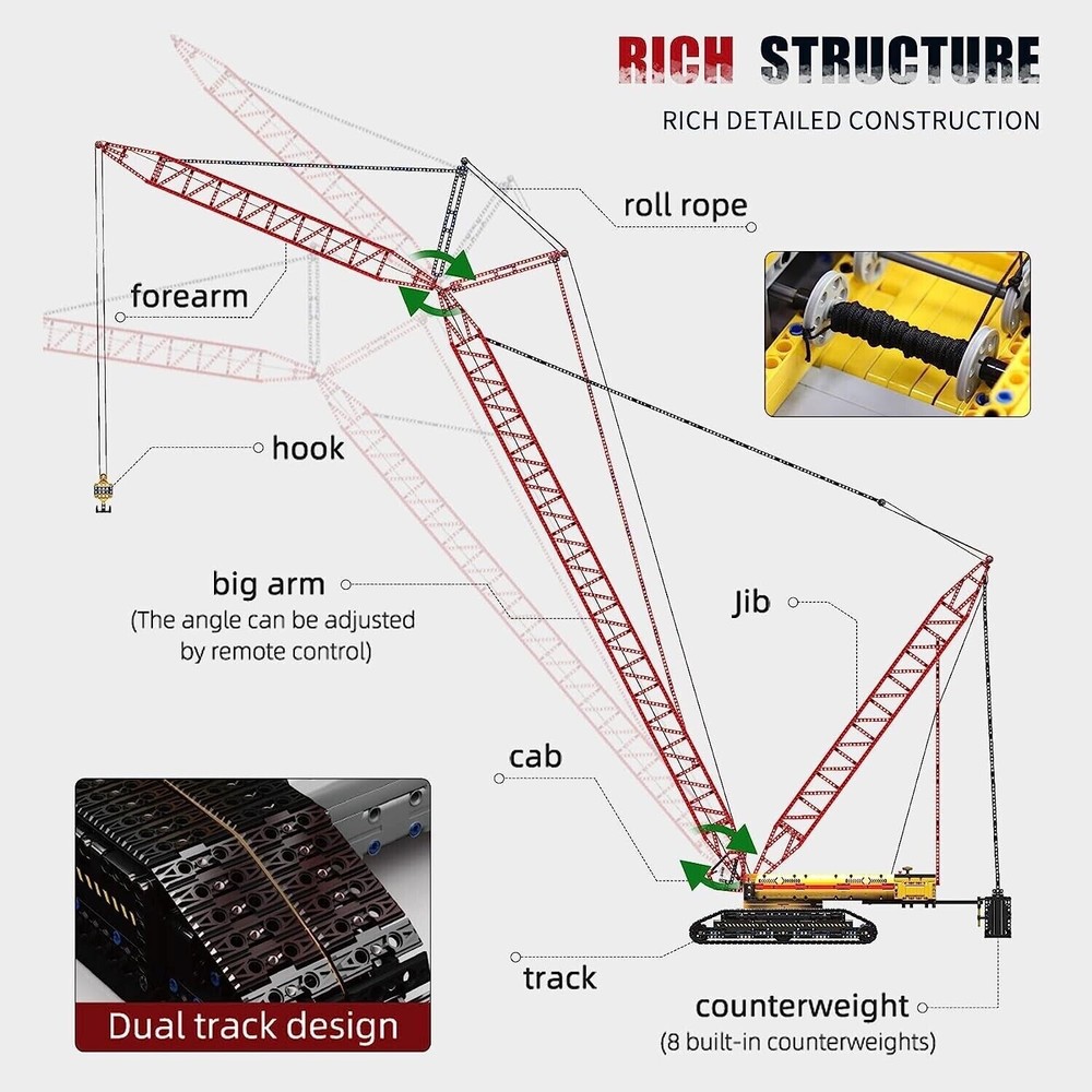 Mould King 17015 Crawler Crane Building Block Remote Control Construction Set