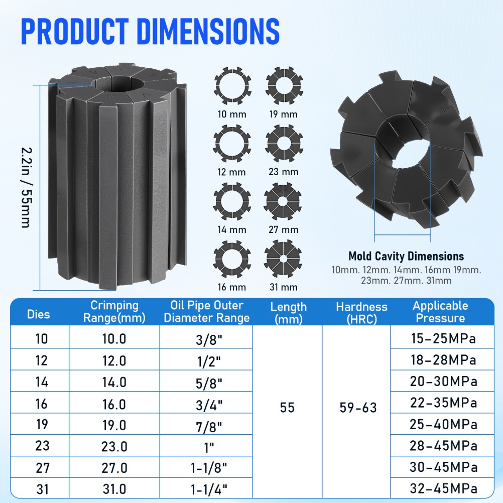Pneumatic Hydraulic Hose Crimper High Pressure Hose Clamping Machine 40Mpa 8 Die