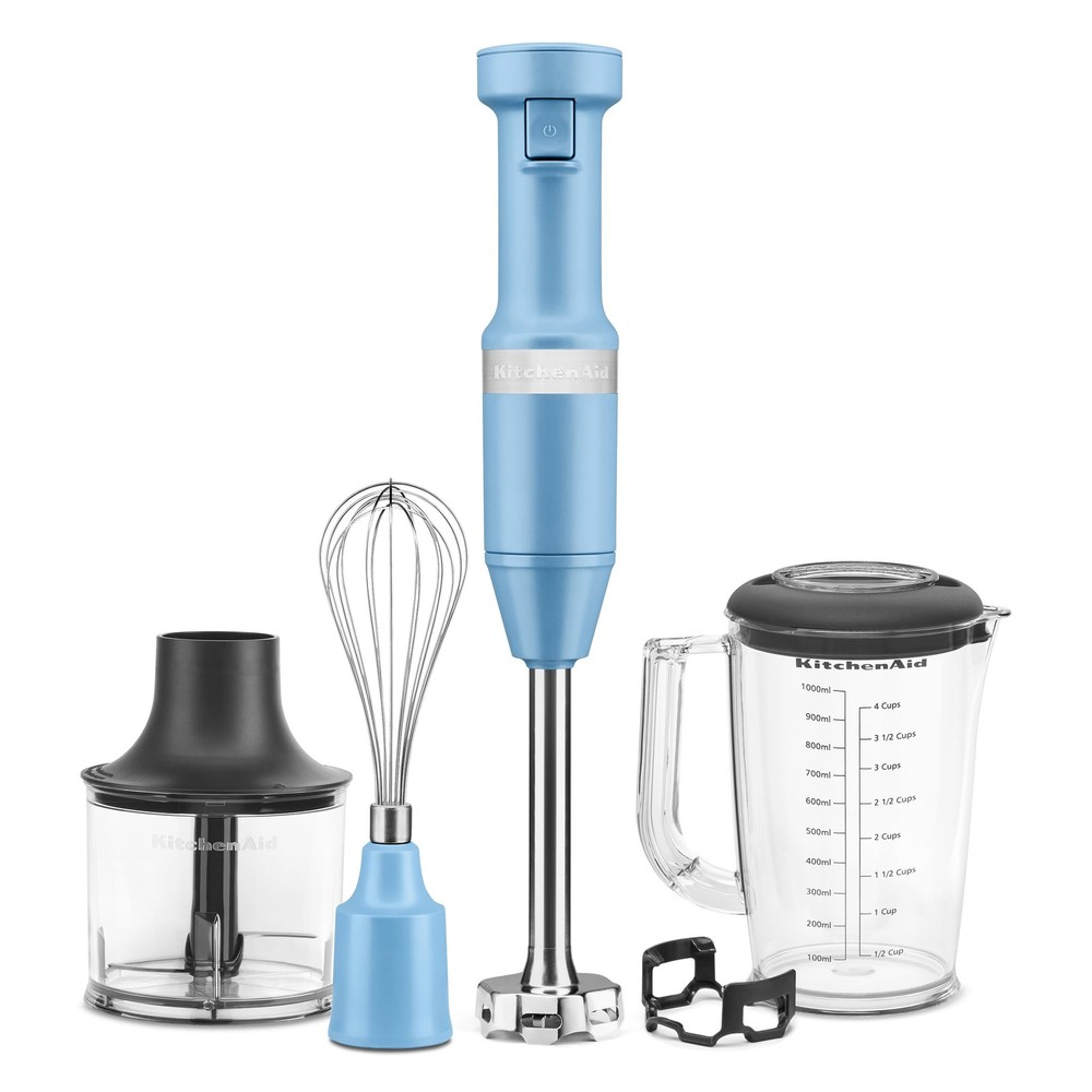 KitchenAid Variable Speed Corded Hand Blender with Accessories, Blue Velvet, ...