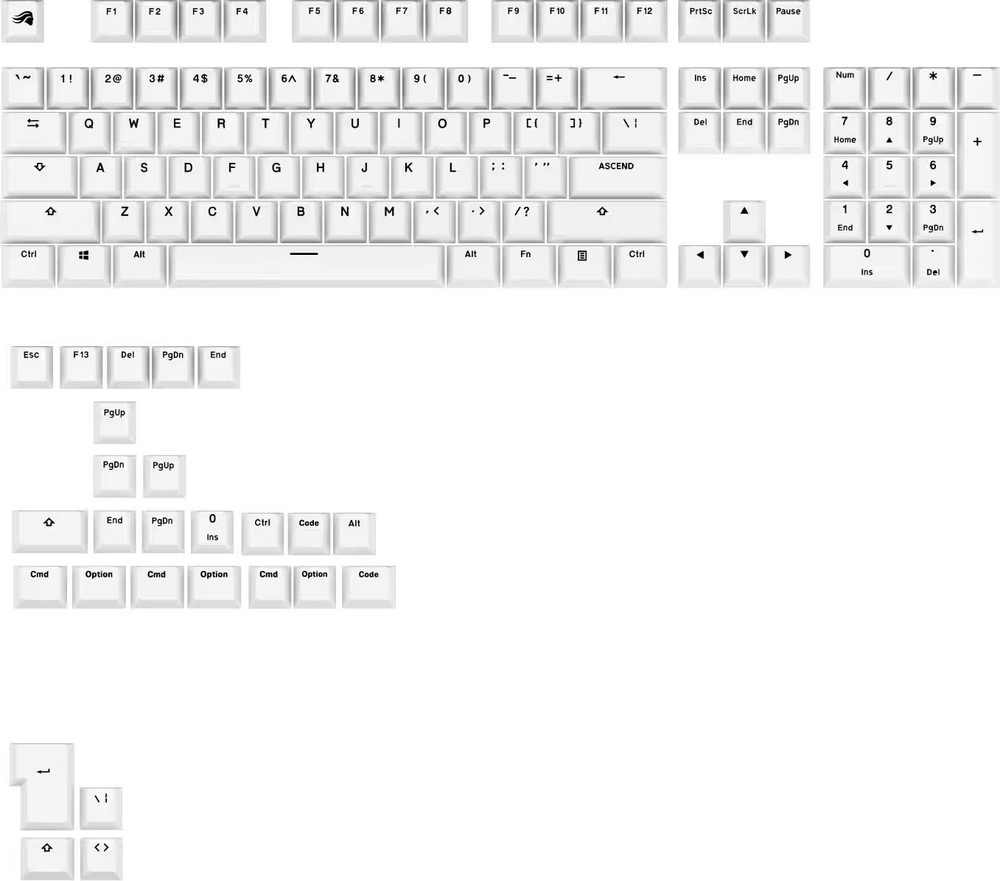 Glorious - GPBT Basics Universal Keycap Set Compatible with Most 100% 85% 80%...