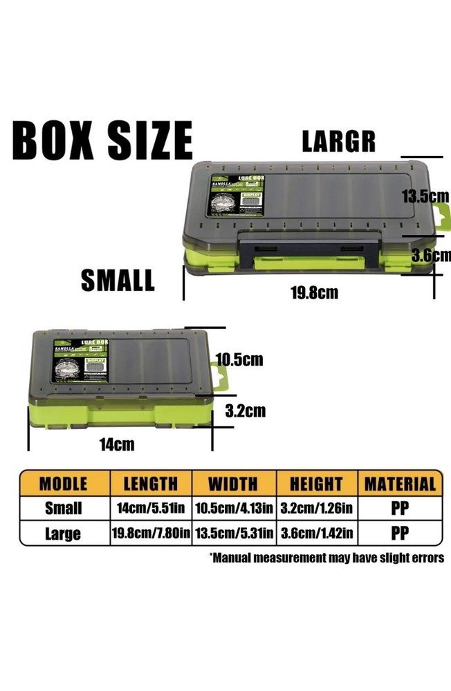 Fishing Tackle Box Double-Sided Compact Durable Organiser for Lures Hooks Baits