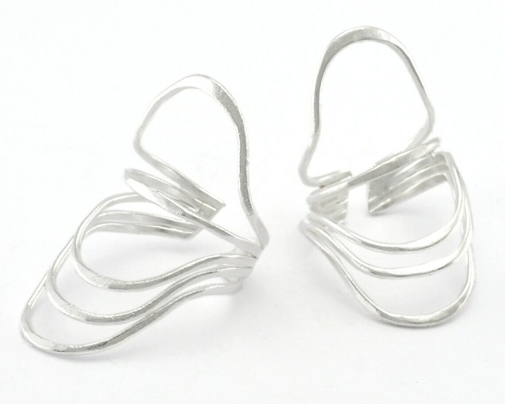 Ring Statement Adjustable Ring Shiny silver plated brass (20mm 10US size) 3847