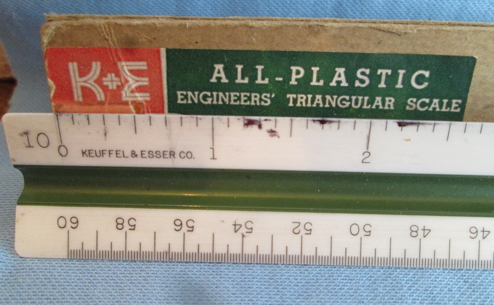 Vintage K&E 12" Engineers Triangular 3 Side Ruler 1631W Architect Drafting Tool