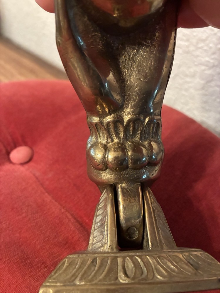Hand Shape Brass Door Knocker with ring detail