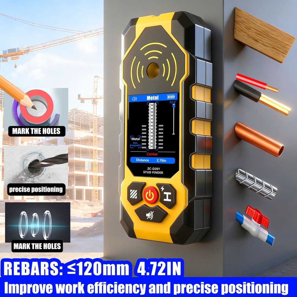 ZC-D201 Stud Finder Wall Scanner 4-in-1 Wall Detector,Multifunction Stud Dete...
