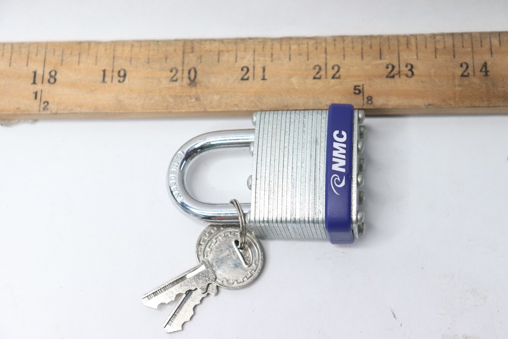 NMC Padlock Laminated Blue with 2 Keys 1-1/2"