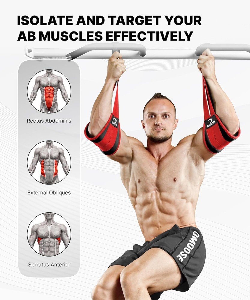 Adjustable Ab Straps for Pull Up Bar - Effective Core Isolation, 330 lbs Max