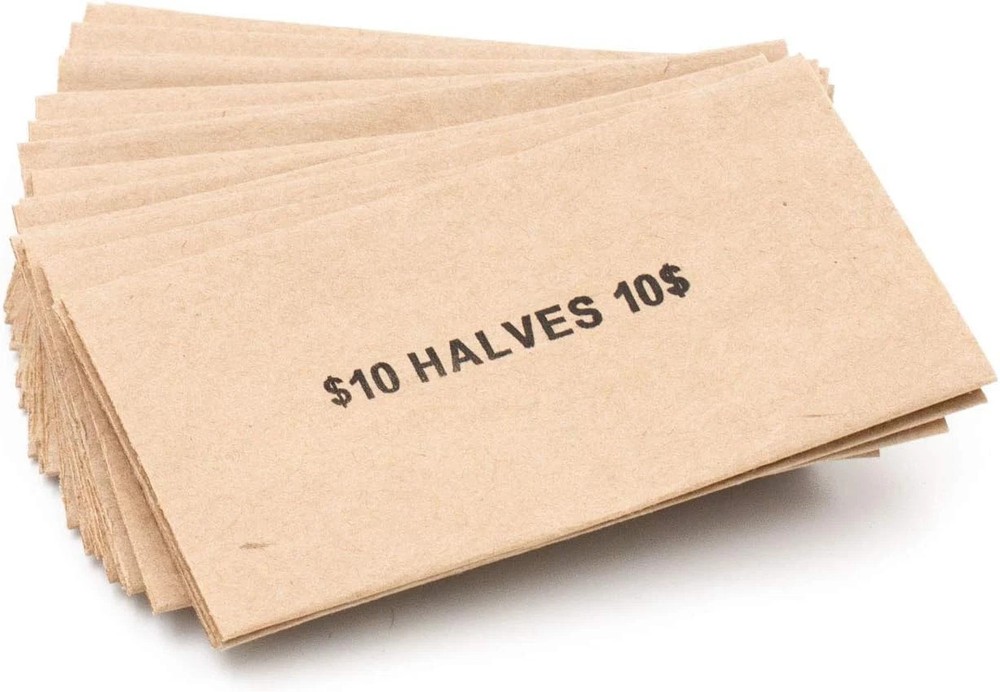 Half Dollar Flat Coin Wrappers Brown Paper Solid Bundle Of 100