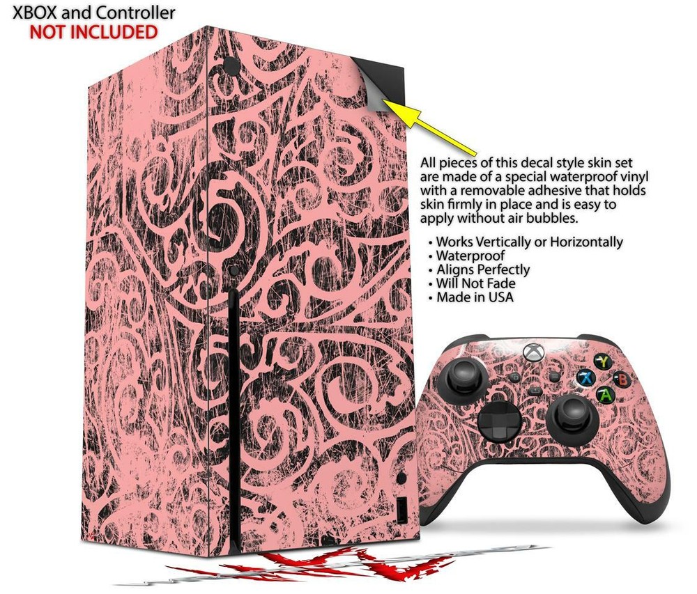 Skins XBOX Series X Console Controller Folder Doodles Pink