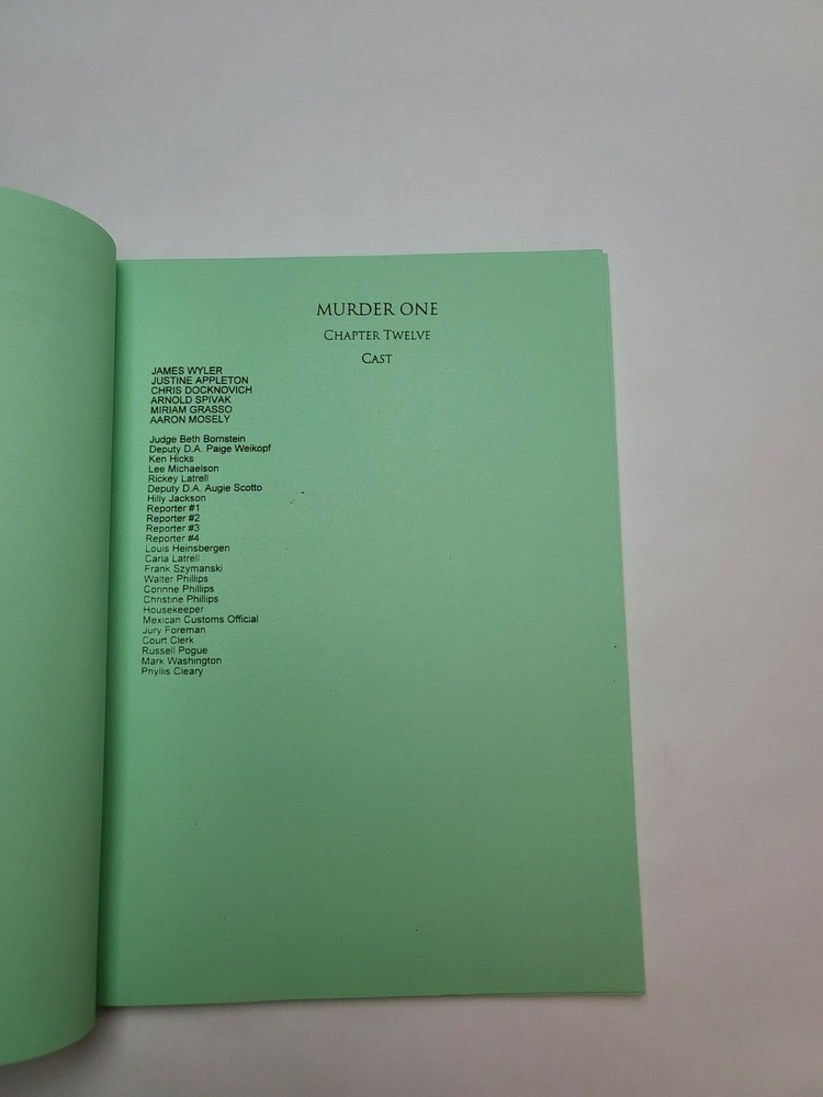 MURDER ONE / Charles H. Eglee 1997 TV Script, D.B. Woodside "Chapter Twelve"