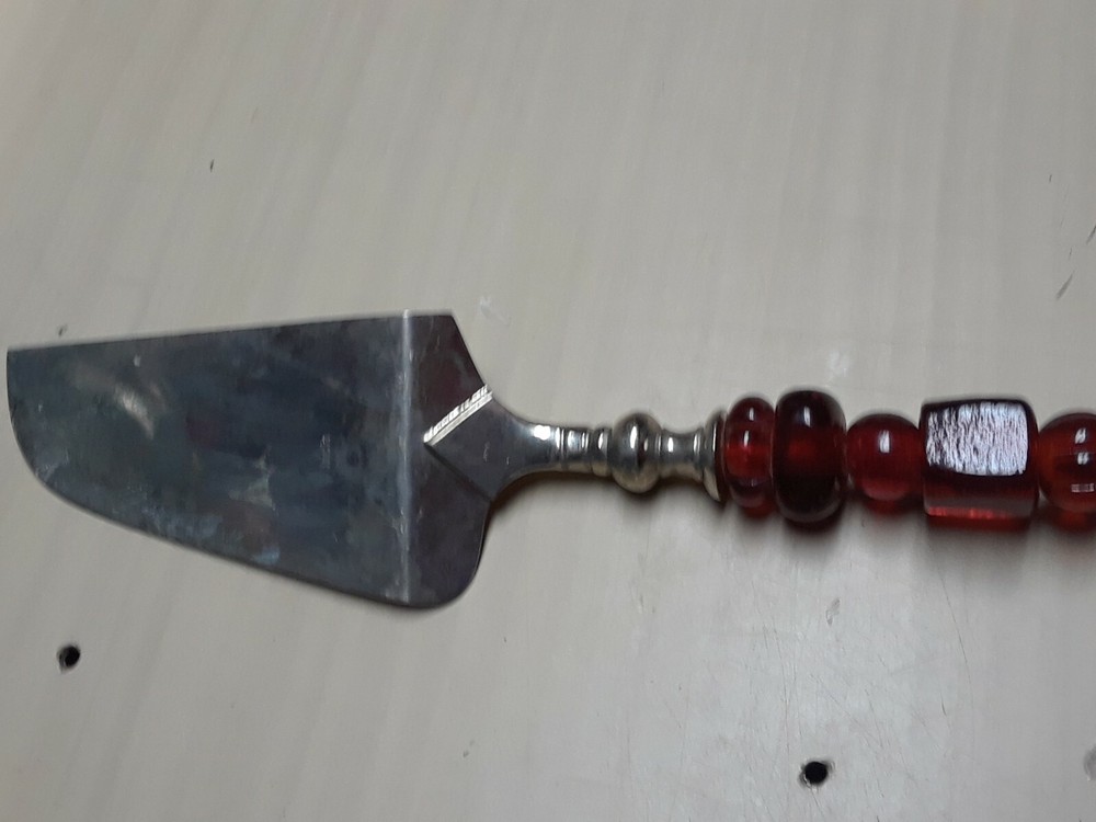 Vintage Red Large Bead Wedding Anniversary Cake Server Flatware Serving India
