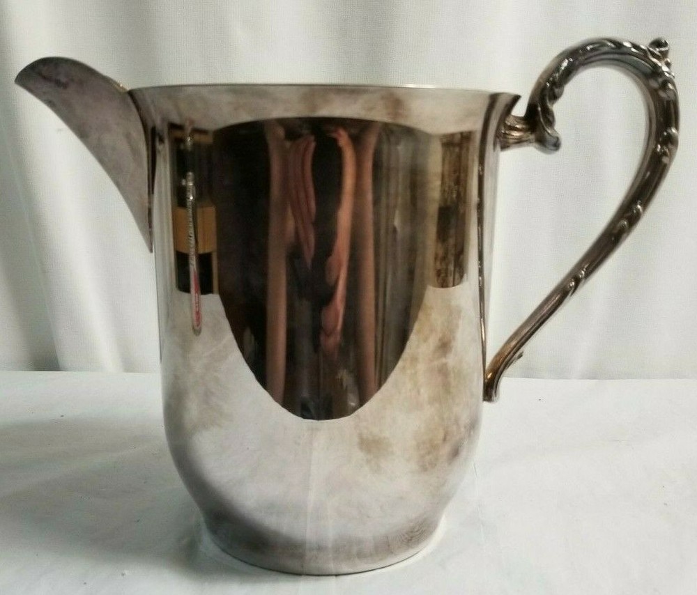 Vintage 6.5" Silverplate on Copper Water Pitcher w Ice Lip