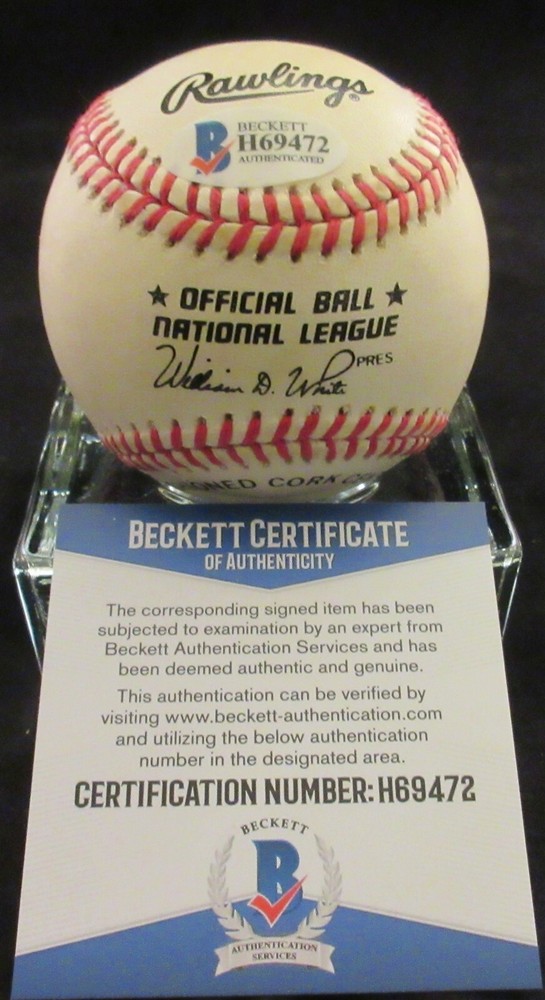 Jimmy Bucher Signed NL Baseball - Beckett BAS