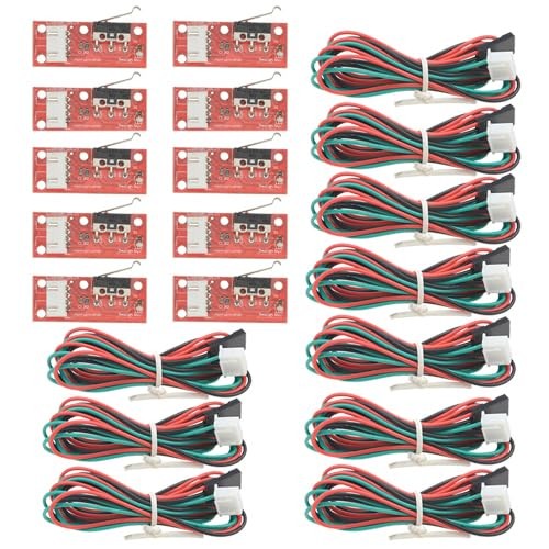 WMYCONGCONG 10 PCS Mechanical Endstop Limit Switch with Cable Compatible Red