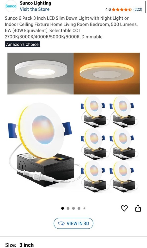 Sunco 3” Slim Selectable Night Light LED