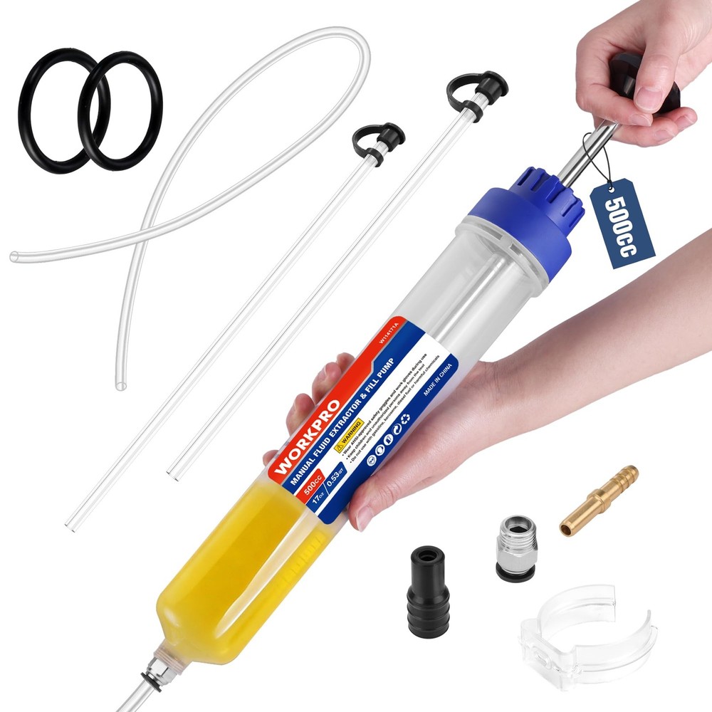 WORKPRO 500CC Manual Fluid Extractor, Multi-Purpose Oil Syringe, 500cc