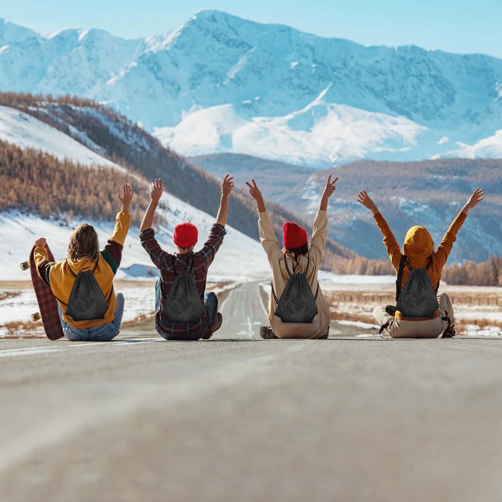 KUUQA 50Pcs Black Drawstring Backpack Bag Sack Drawstring Bags Bulk String Ba...