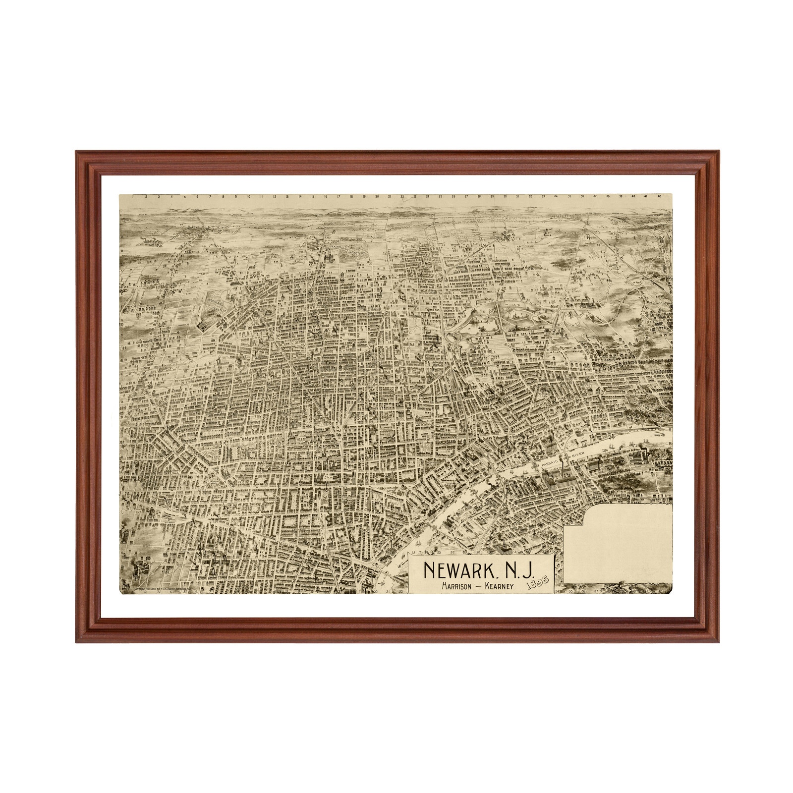 Old Map of Newark, NJ 1895 - Vintage Newark New Jersey Art