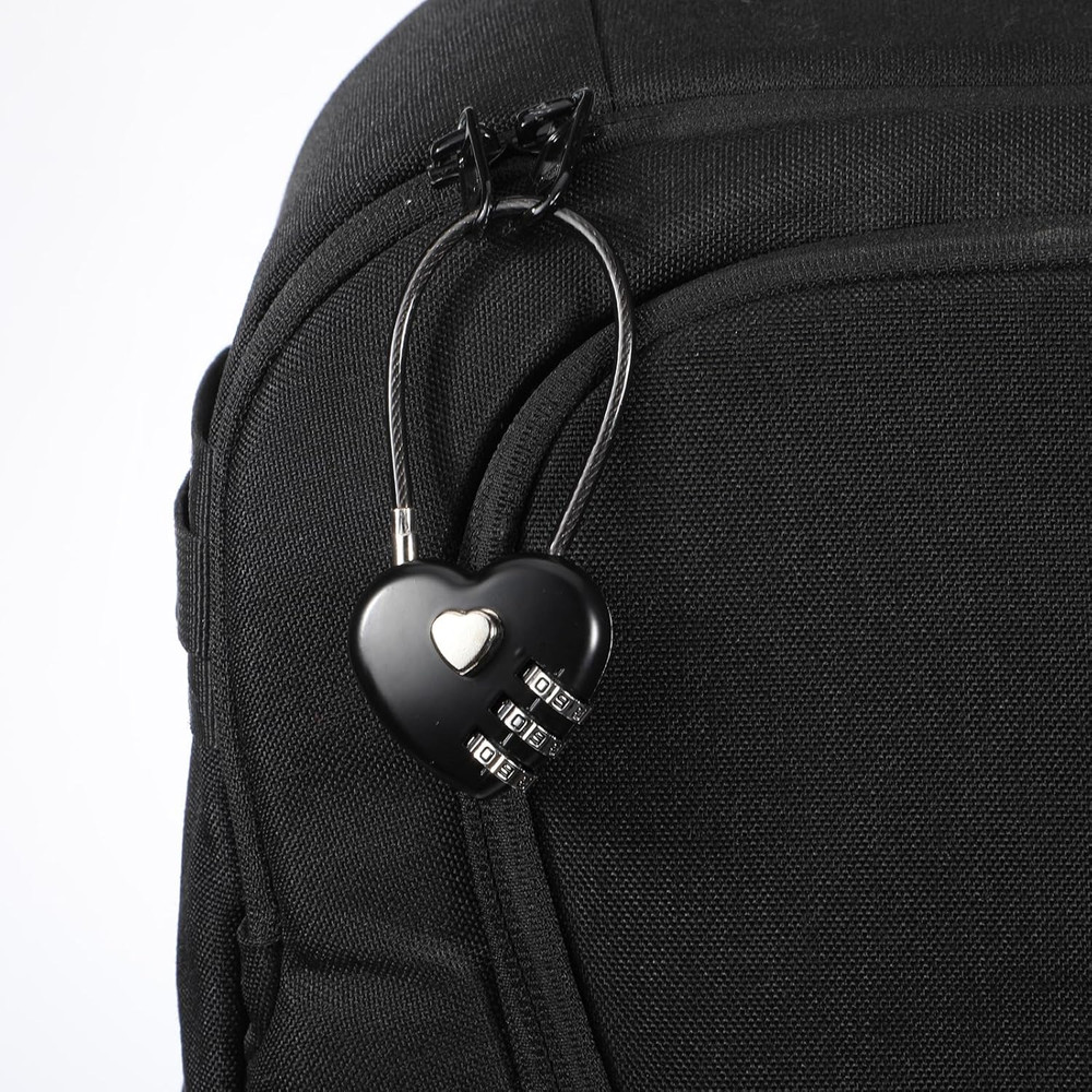 2 PCS 3 Digit Combination Padlock Heart Combination Locks Cute Combo Cable Lock