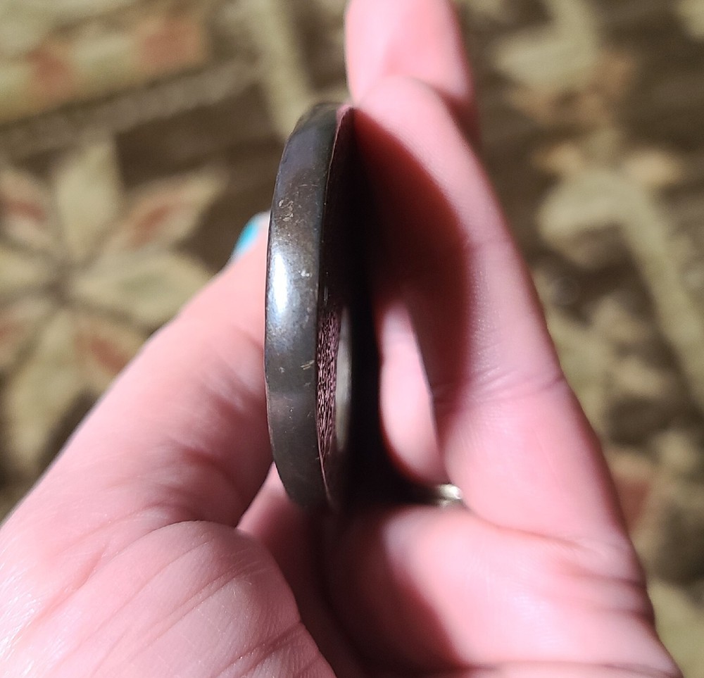 VTG SPI Bear Design Oval Doorbell Button Hardware Plate Solid Brass 2 Tone