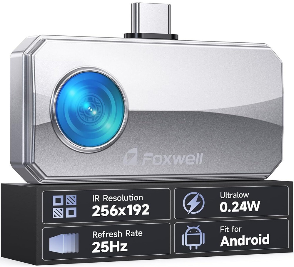 FOXWELL Mini Thermal Imaging Camera For Android/PC High Resolution 256x192 IR