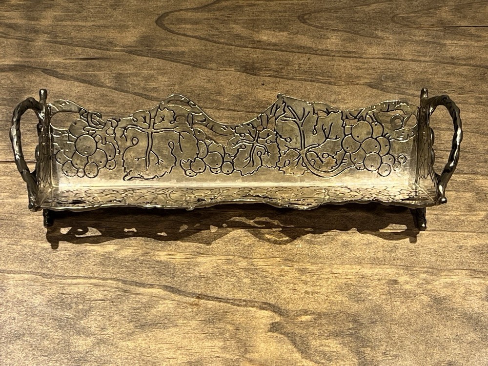 Vintage Studio Silversmiths Cracker Holder Grapevine Design Serve Ware 9” VTG