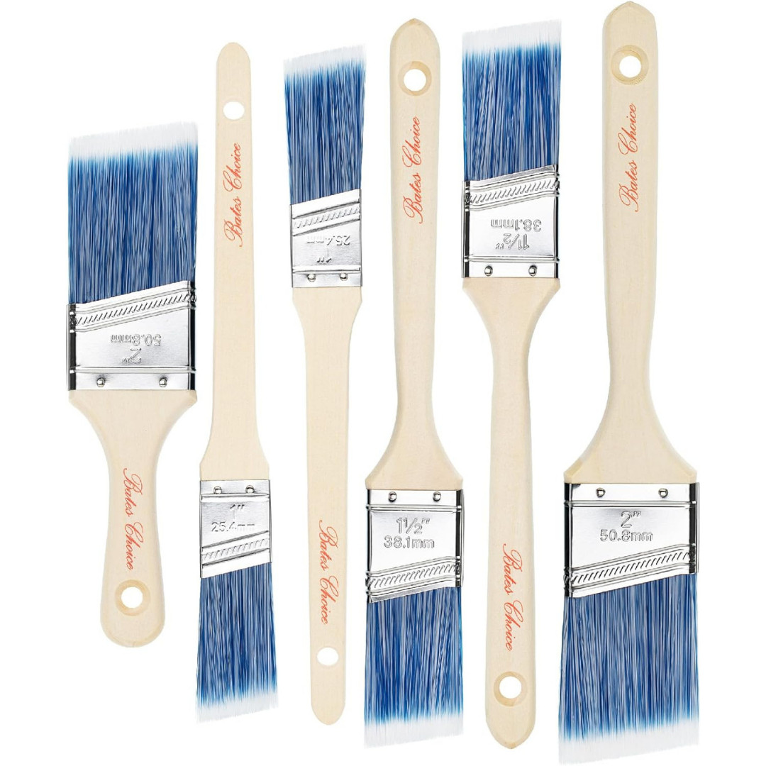Paint Brushes 6-Pack Angle Brushes in Assorted Sizes for All Latex and Oil Paint