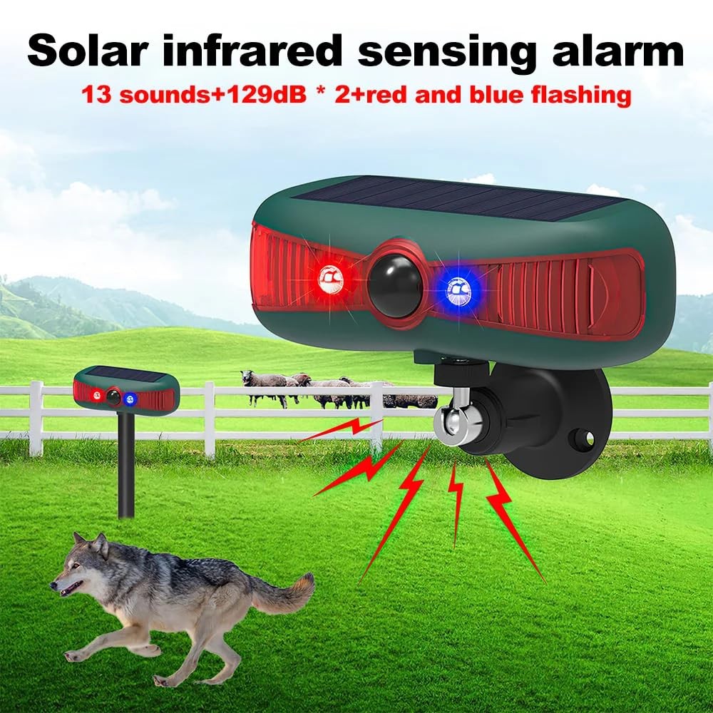 Solar Strobe Infrared Motion Sensor Alarm Detector,LED Flashing Warning Light...