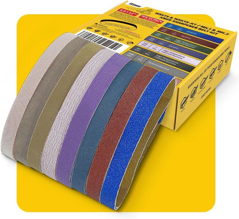 45-Piece 1/2" X 12" Knife Sharpener Sanding Belt Kit for Work Sharp Knife & Tool