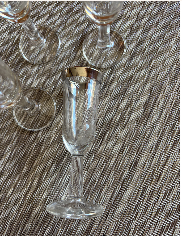 Cordial Glasses featuring sterling silver rims