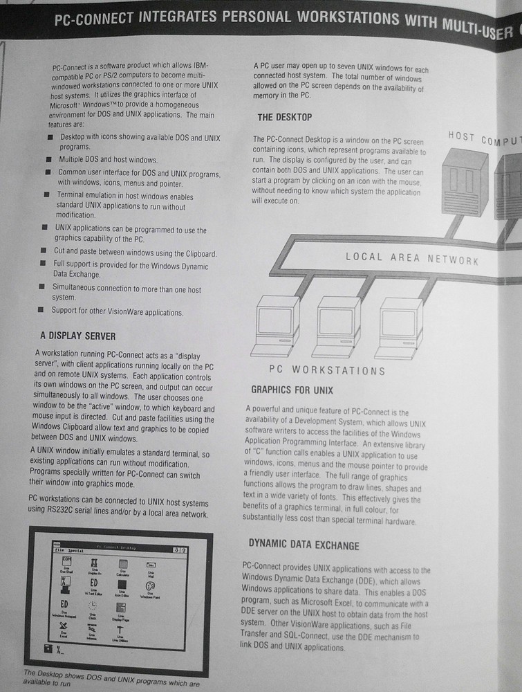 PC-Connect brochure [1988]. The Microsoft Windows interface to UNIX systems