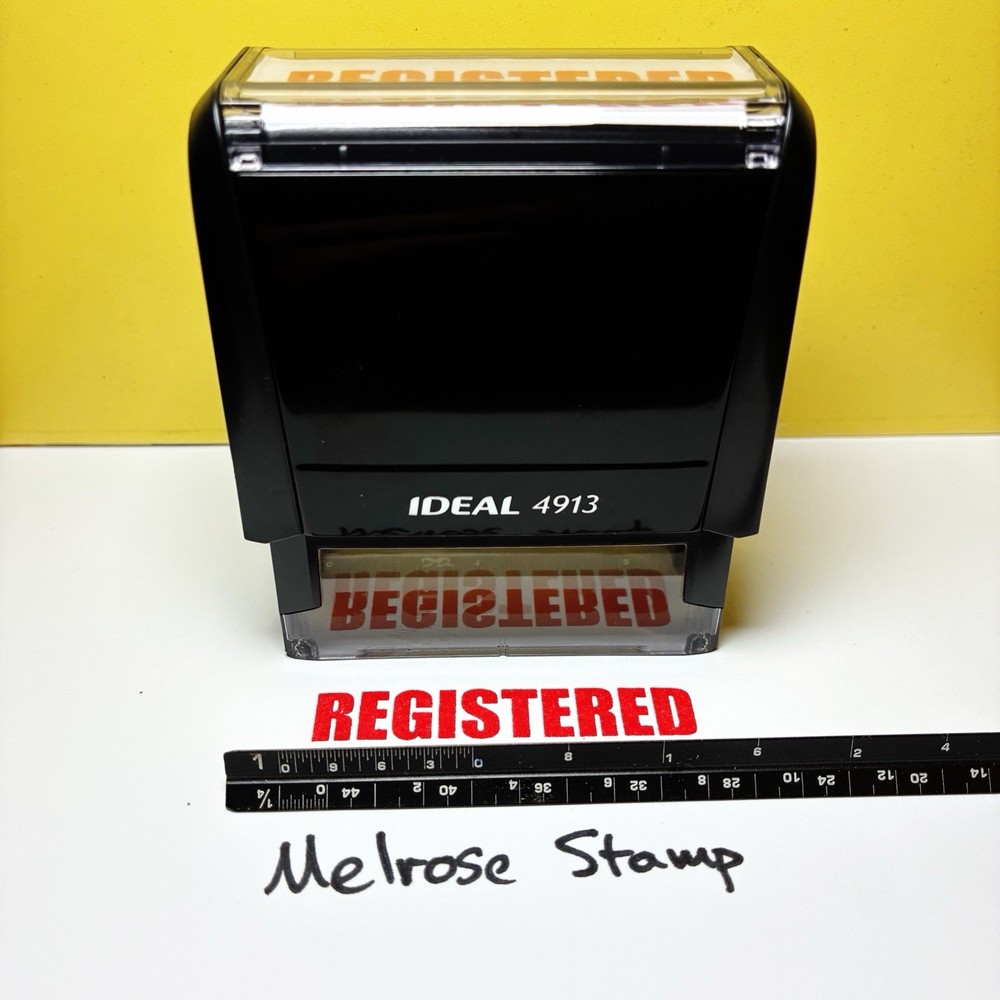 Registered Rubber Stamp Red Ink Self Inking Ideal 4913