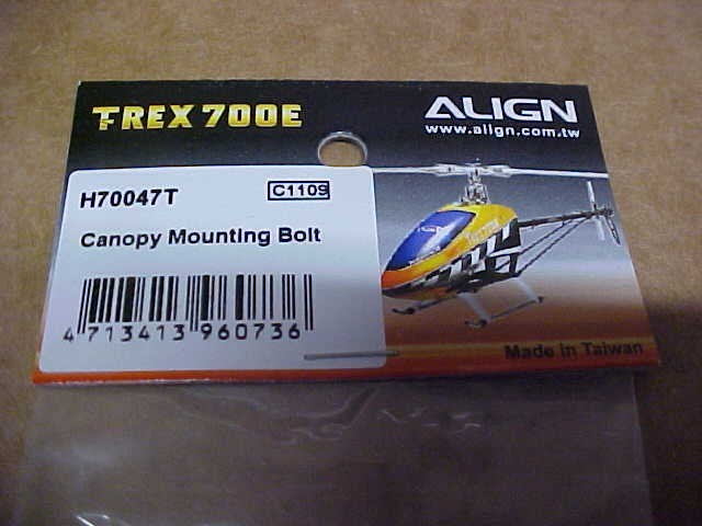 ALIGN H70047T = CANOPY MOUNTING BOLT: TREX 700E (NEW)