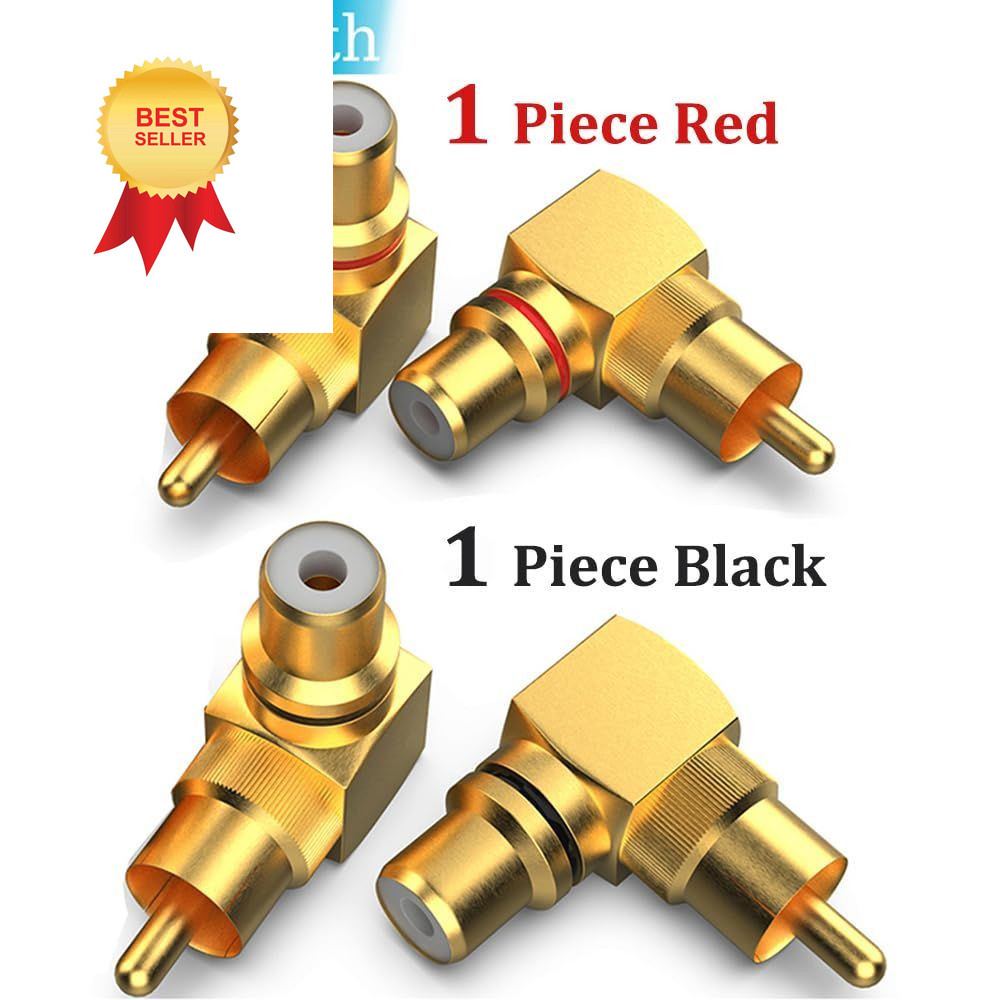Warmstor 2-Pack RCA Right Angle Adapter 90 Degree 2-PACK, Gold Plated