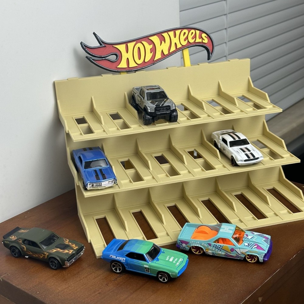 Hot Wheels Car Model Display Stand 3D Printed Custom Storage Rack 1:64 Scale