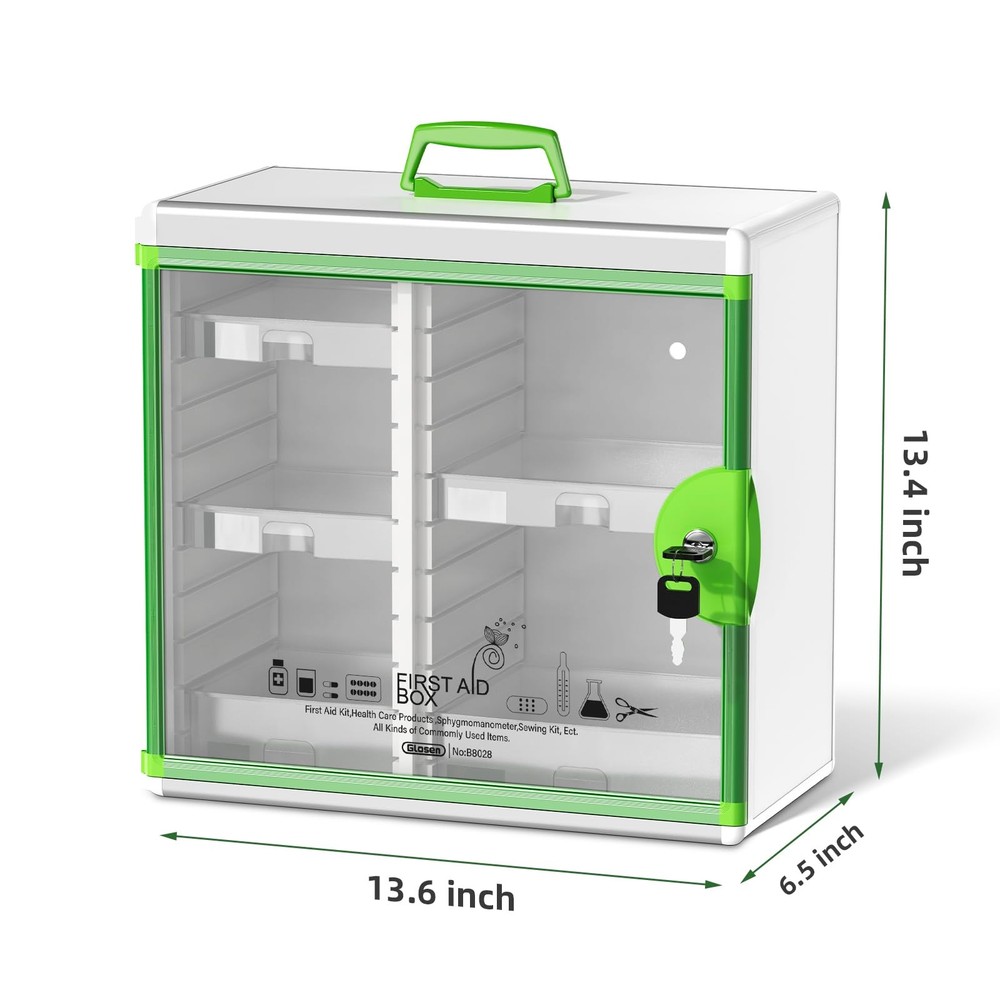 Locking Medicine Cabinet Wall Mounted and Portable Storage Container Big Capacit