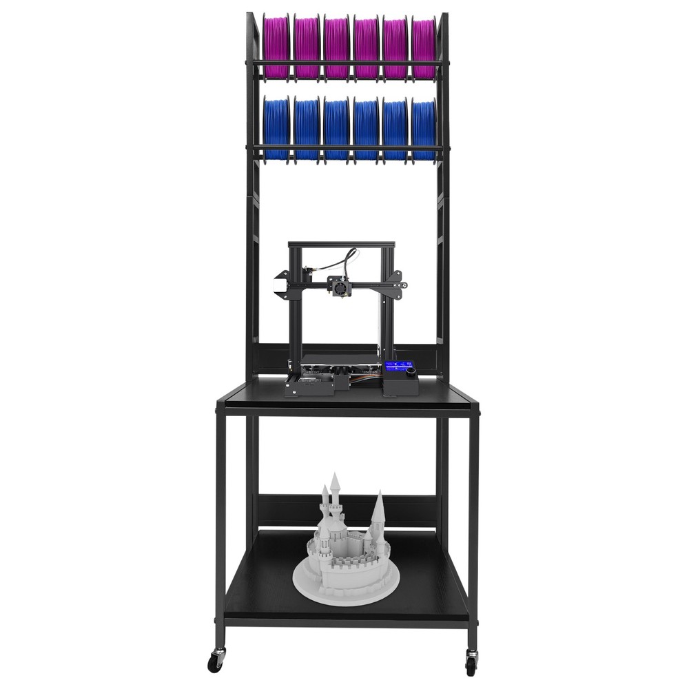 3D Printer Stand with Double Layer Filament Storage Rack Heavy Duty Mobile Table