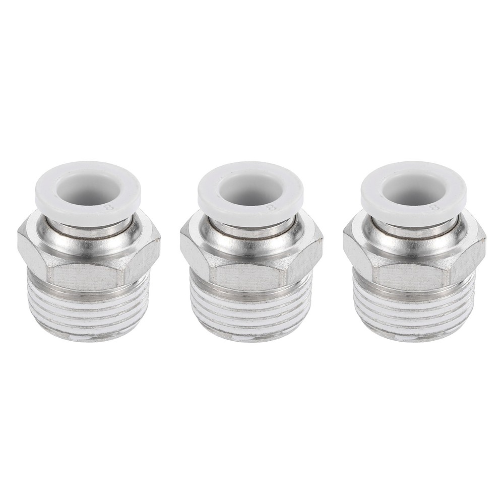 3Pcs Pneumatic Fitting, 8mm Tube OD x 3/8" PT Push to Connect Pneumatic Fitting