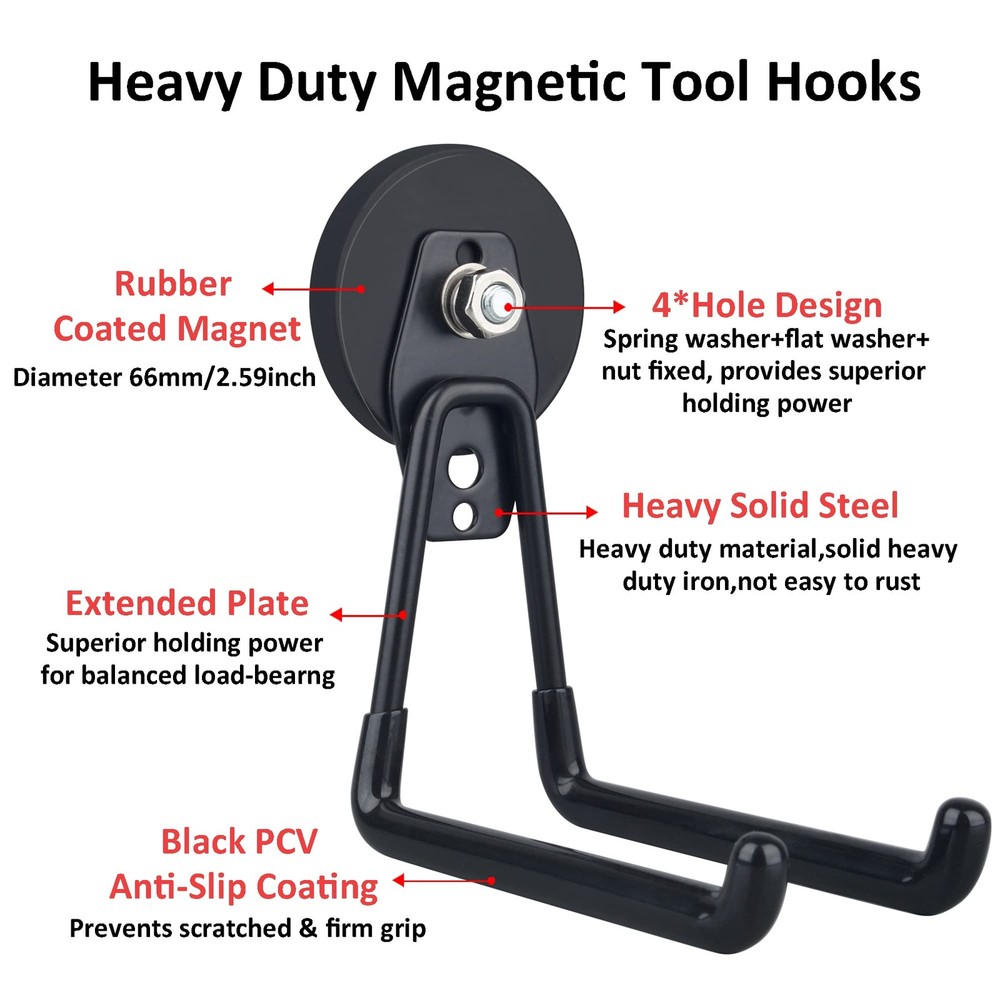 Magnetic Hooks Heavy Duty Extra Large Power Tool 2-Pack