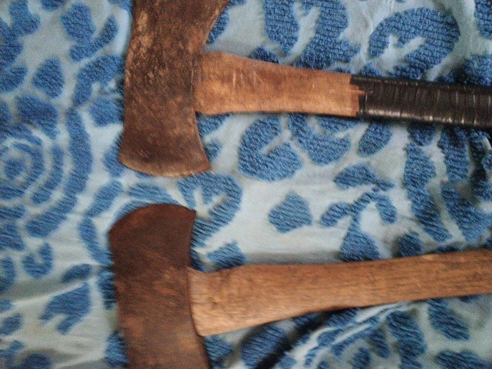 2 Vintage Double Bit Axe & Handle 27.5 Long Unknown Axe Very Good