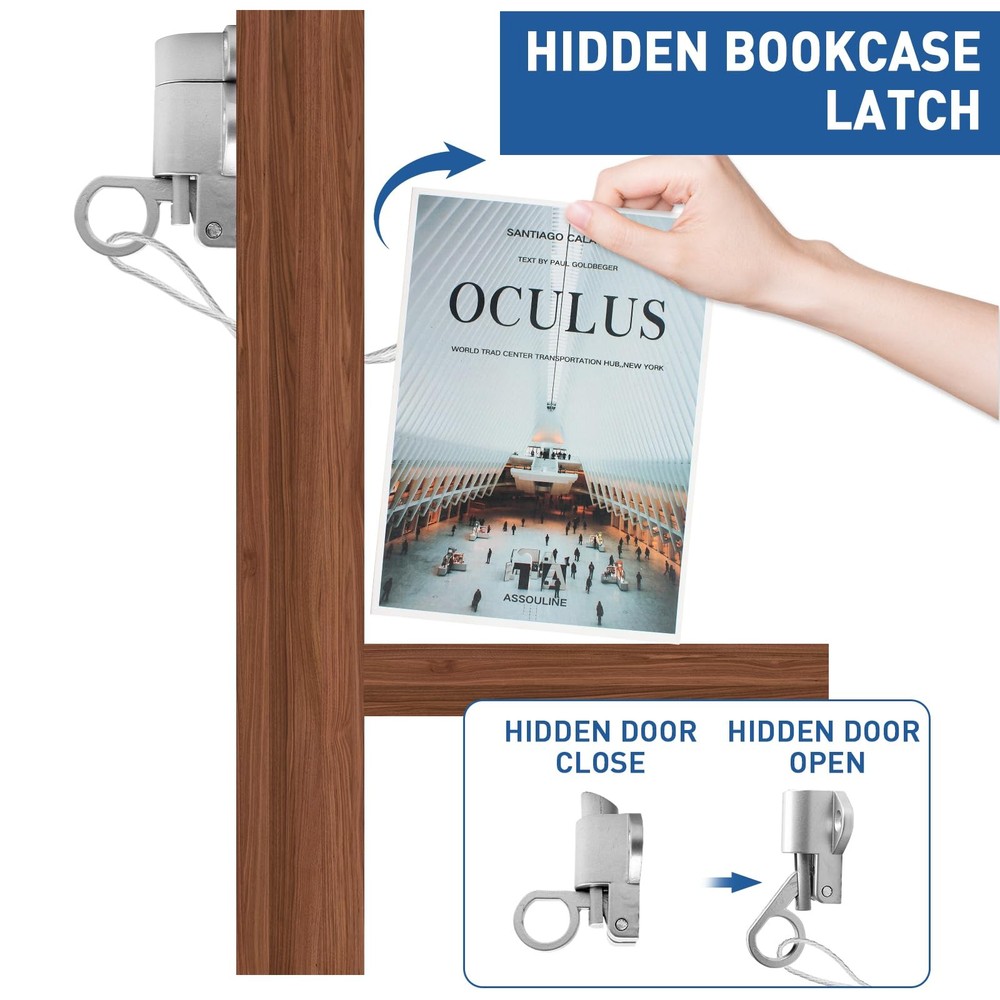 TamBee Hidden Bookcase Hinges Pivot Door Hinge with Lock Silver