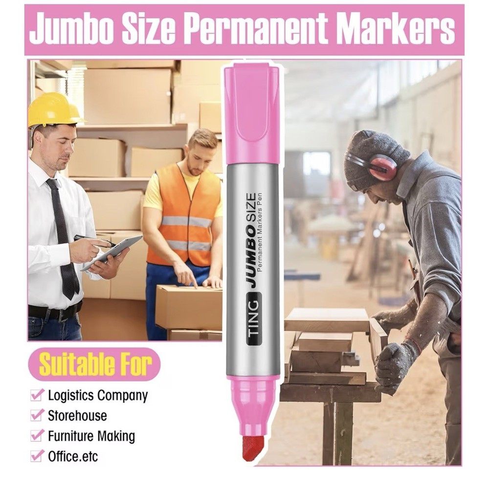 10 Pack Jumbo Permanent Markers Bulk Large Chisel Tip Permanent Markers Pink