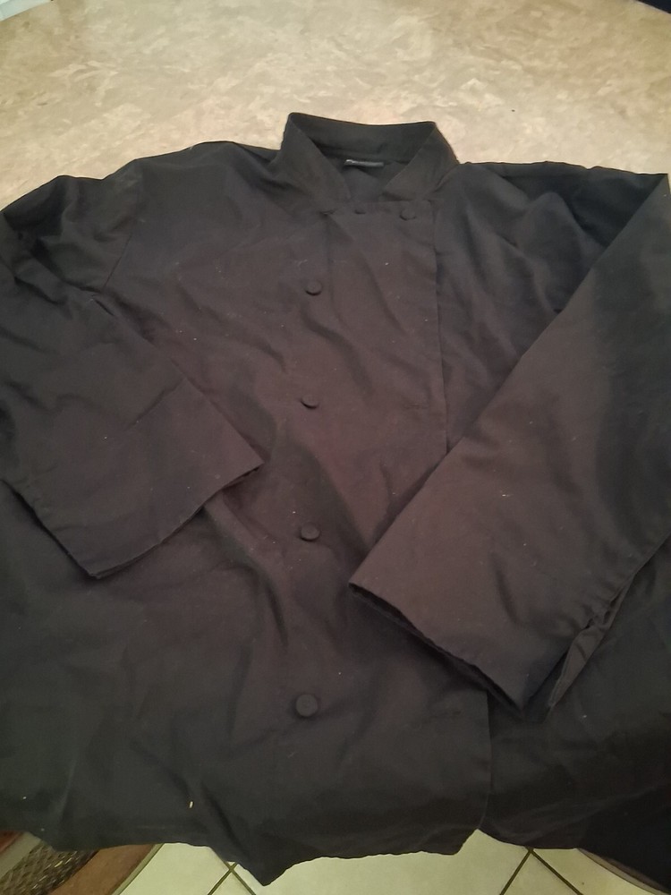chef coat men long sleeve black size 2x used