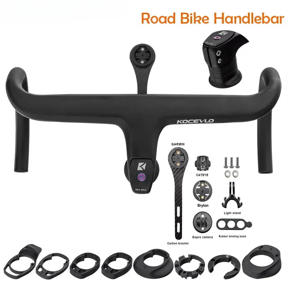 Carbon Road Bike Integrated Handlebar Internal Routing Spacers Computer Mount